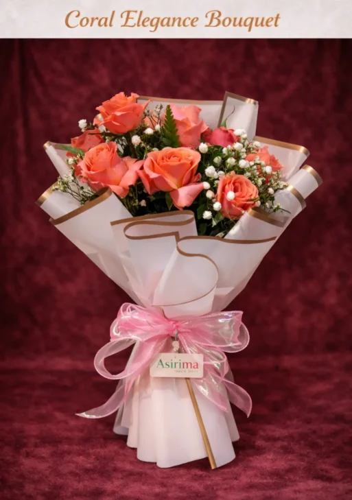 Coral Elegance Rose Bouquet