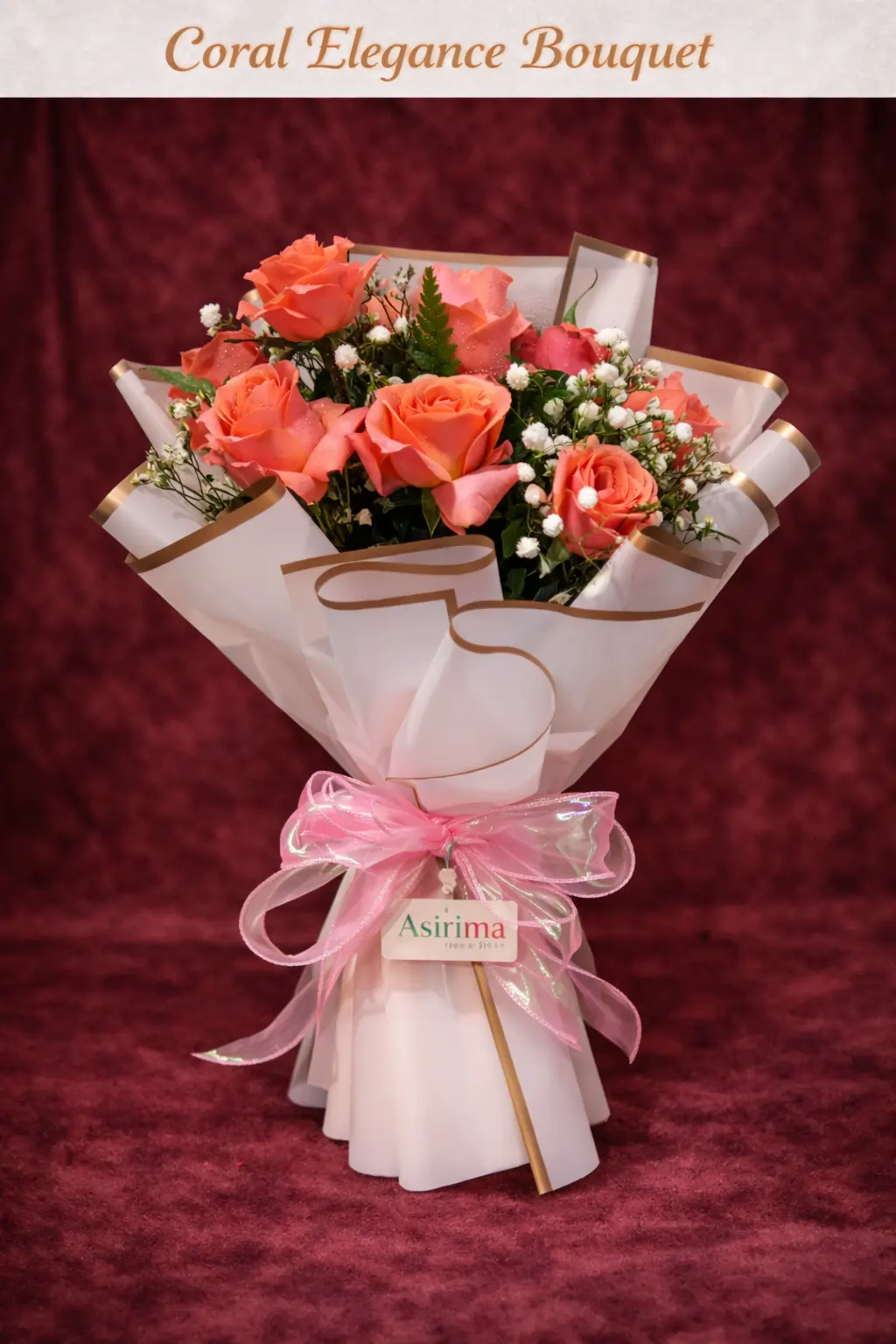 Coral Elegance Rose Bouquet